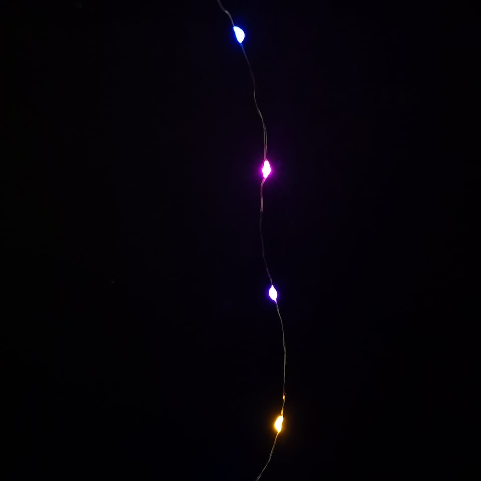 image 1 of 50 LED 2.5m Premier MicroBrights Indoor Outdoor Christmas Multi Function Battery Operated Lights with Timer on Pin Wire in Rainbow