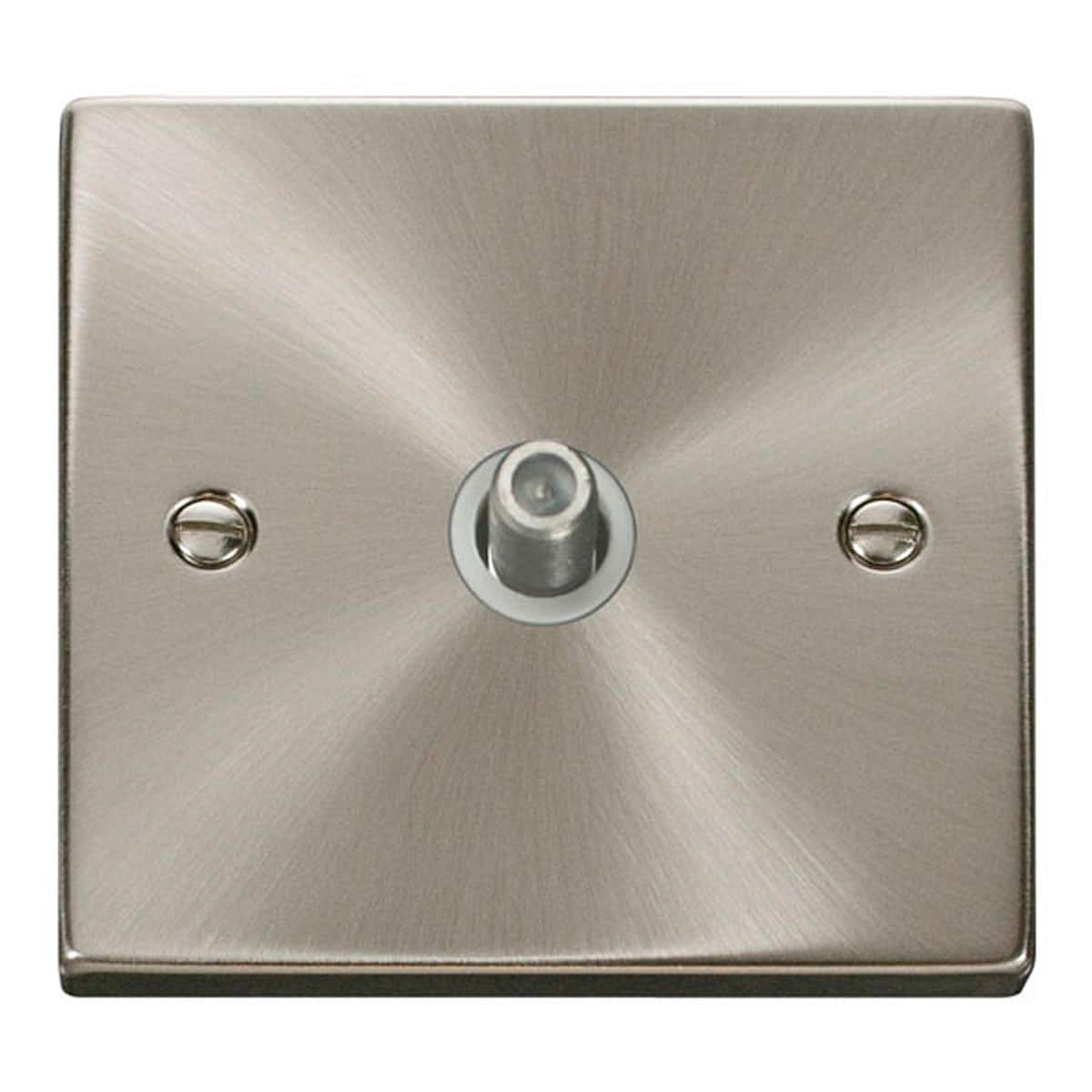 SE Home Satin / Brushed Chrome Satellite Socket 1 Gang in Metallic Silver