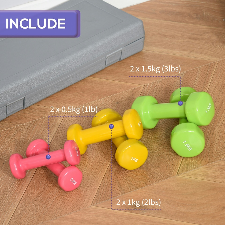 image 1 of HOMCOM 6kg Dumbbell Fitness Weights Set for Men and Women, Home Gym Workout