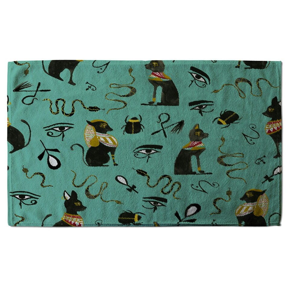 image 1 of Hand Painting Abstract, Ancient Egypt Horus Eye Signs (Kitchen Towel)