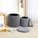 image 2 of HOMCOM Set of 2 Round Ottoman with Storage, Fabric Vanity Stool for Makeup, Footrest Stool with Removable Lid for Living Room & Bedroom, Light Grey | Grey