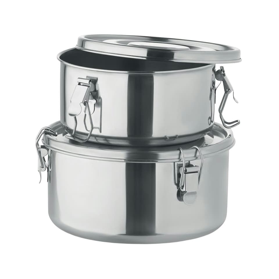 image 1 of MidOcean Elles Stainless Steel Lunch Box (Pack of 2) - Matt Silver - One Size