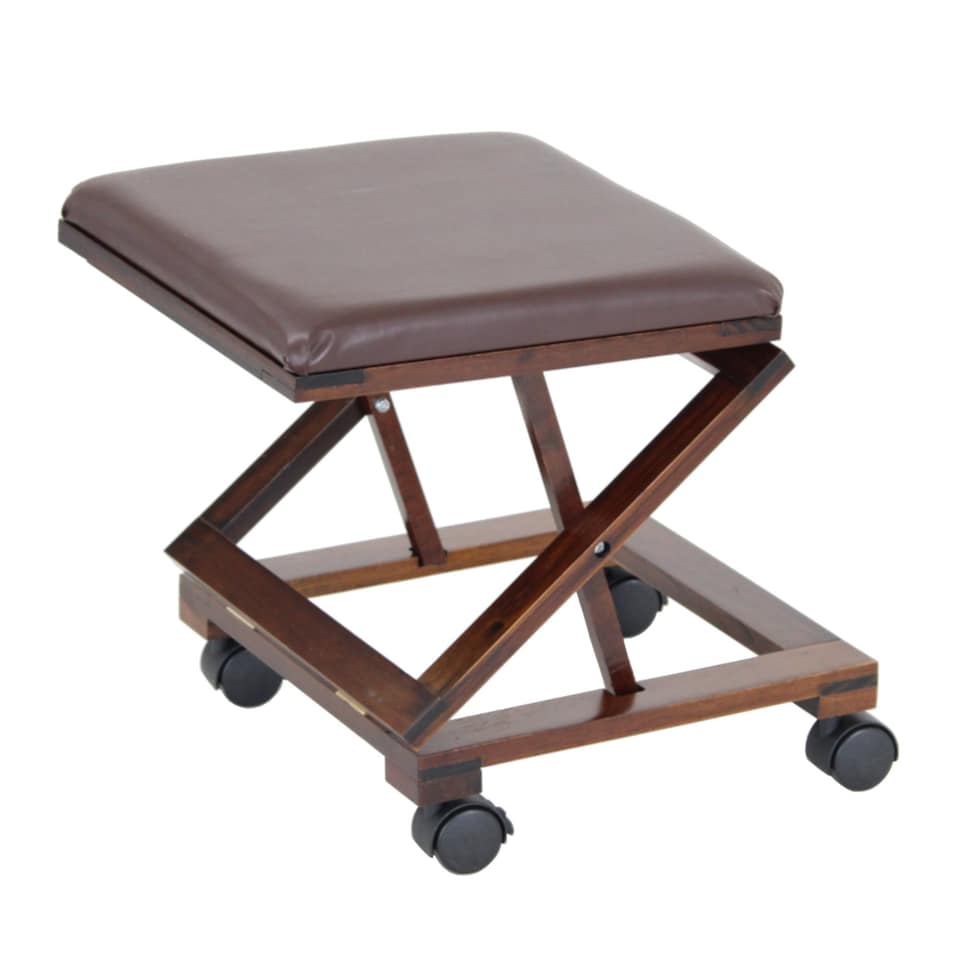 image 1 of Folding Leather Cushion Padded Footstool Foot Rest