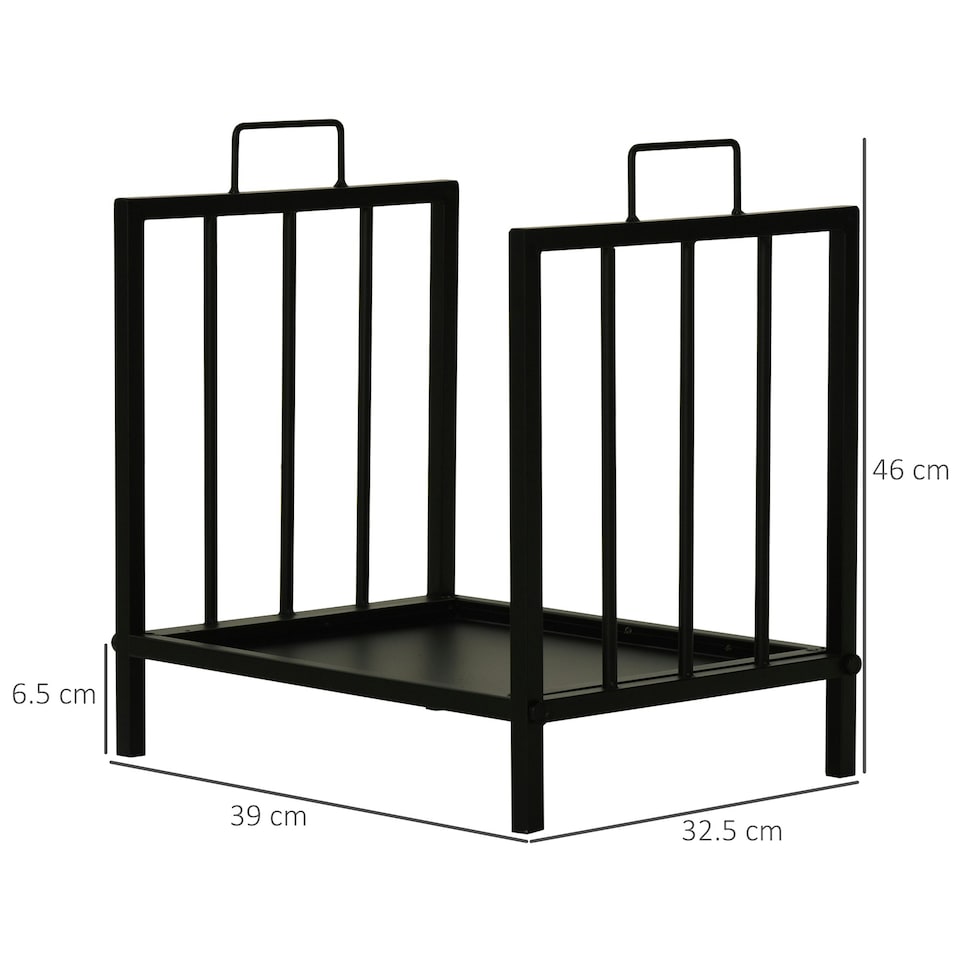 image 1 of Outsunny Firewood Log Holder Wood Storage Rack w/ Handles Outdoor Indoor, Black