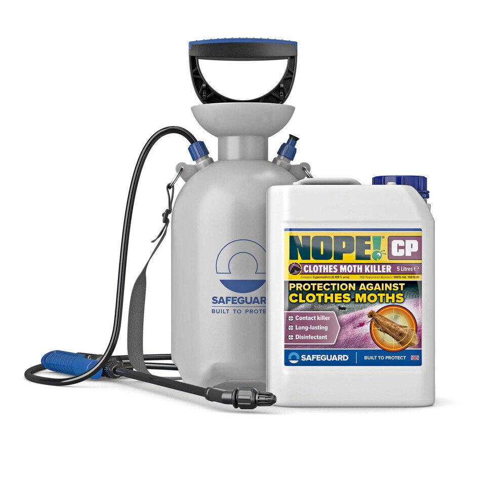 image 1 of NOPE CP Moth Killer (5L & Sprayer) Fast acting, Odourless, Long-lasting Moth Repellent for Home, Clothes, Wardrobe, Room & Carpets