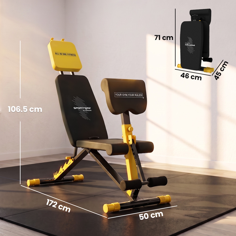 image 1 of SPORTNOW Adjustable Weight Bench with 6 Backrest Positions, Leg Extension