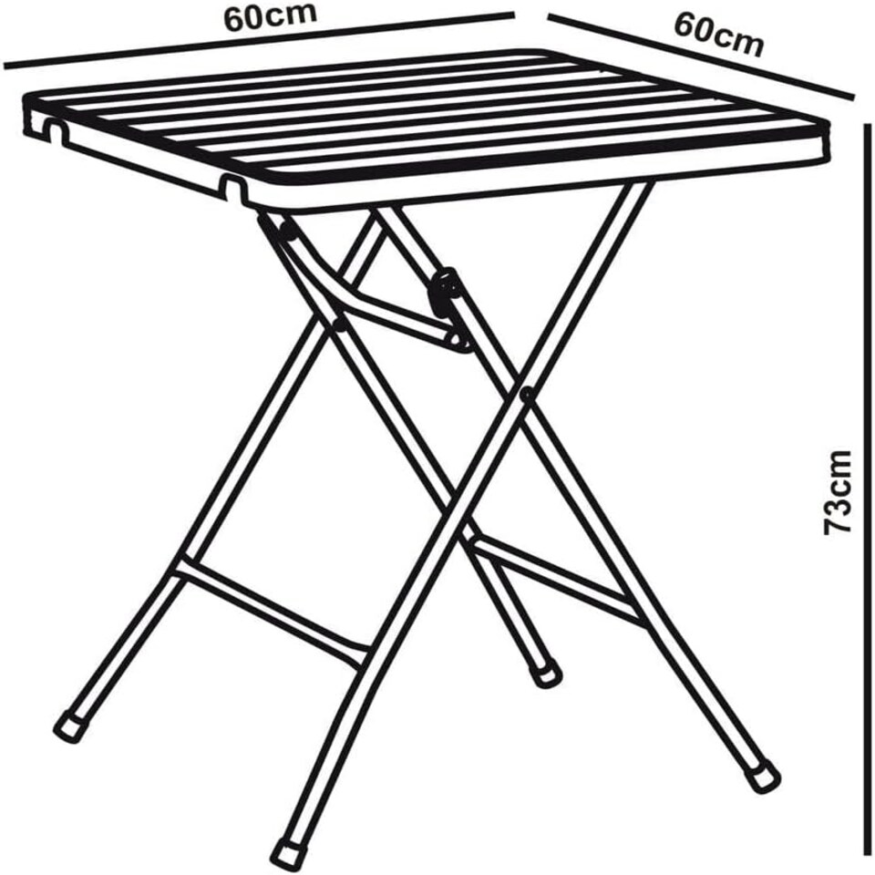 image 1 of 60cm Modern Black Rattan Wood Look Folding Table & 2 Chairs Compact Garden Patio Furniture Set