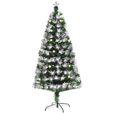 HOMCOM 5ft White Light Artificial Christmas Tree w 180 LEDs Star Topper TriBase Full Bodied Seasonal Decoration PreLit Home