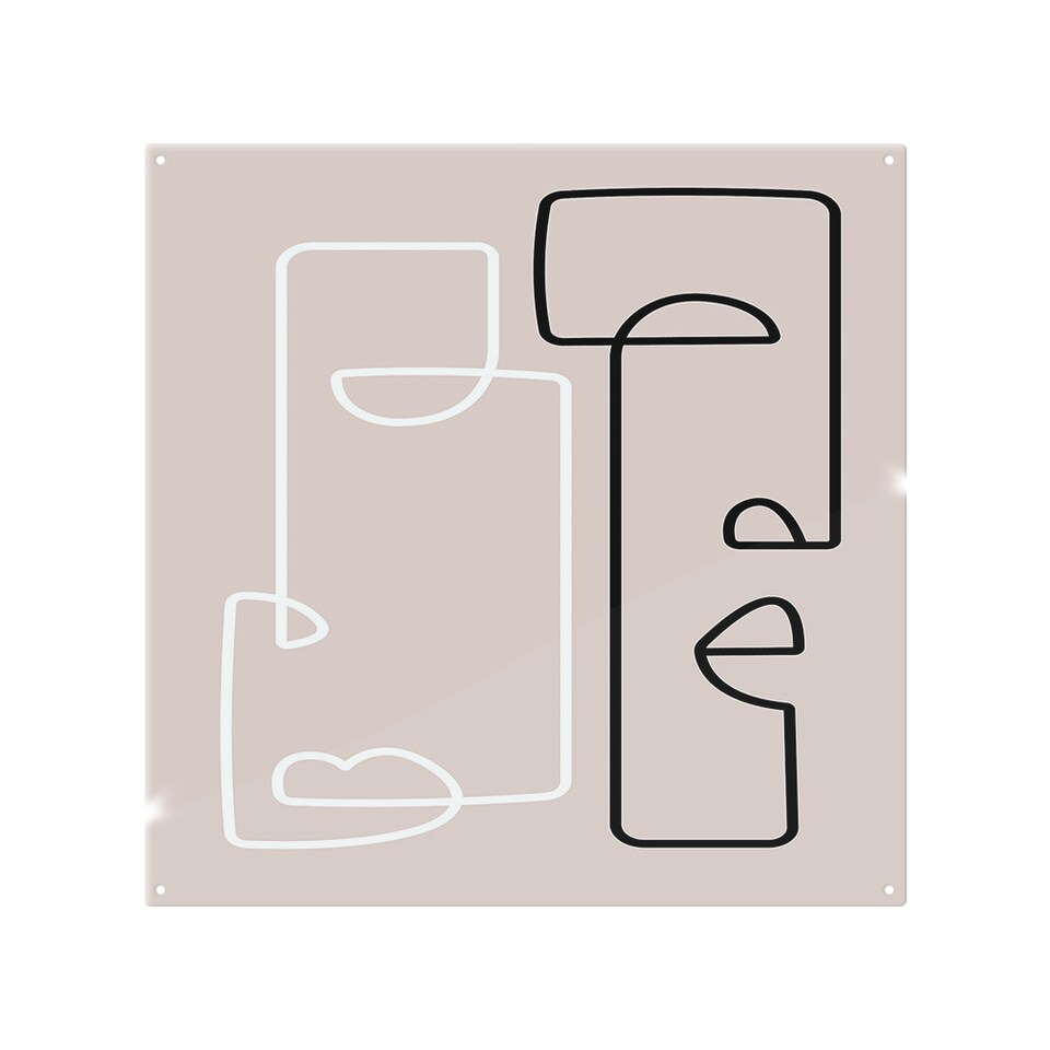 image 1 of line art of two faces Designer Splash Back | White
