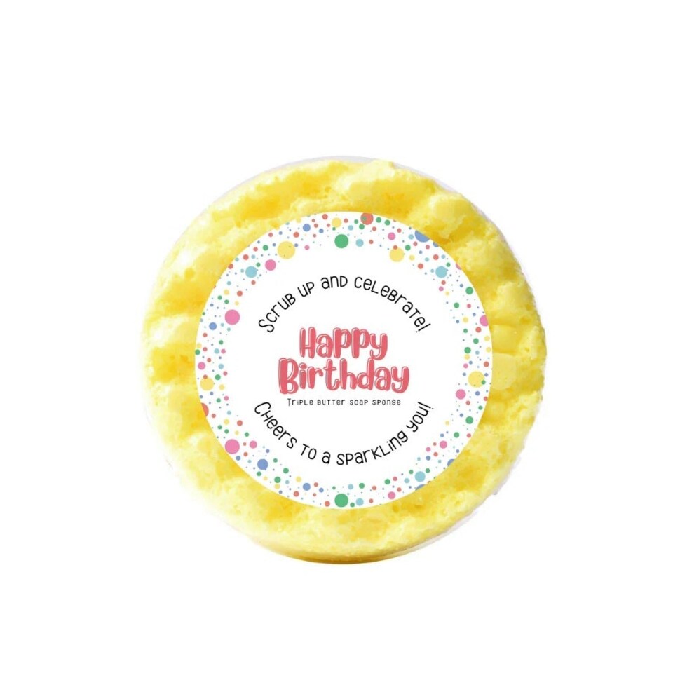 Emily Victoria Triple Butter Shower Soap Sponge Banana Bliss Happy Birthday