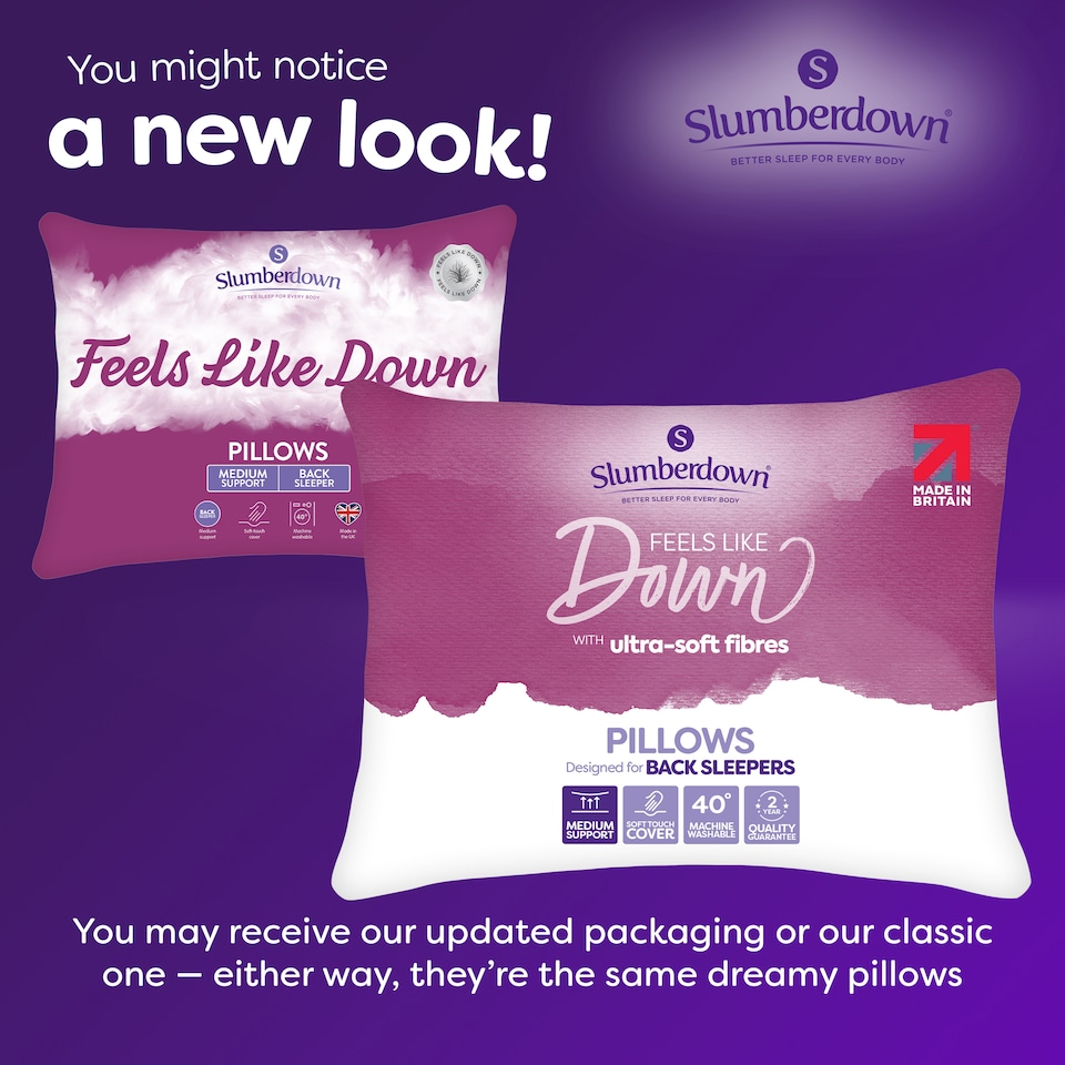 image 1 of Slumberdown Feels Like Down Pillow, Medium Support, 2 Pack