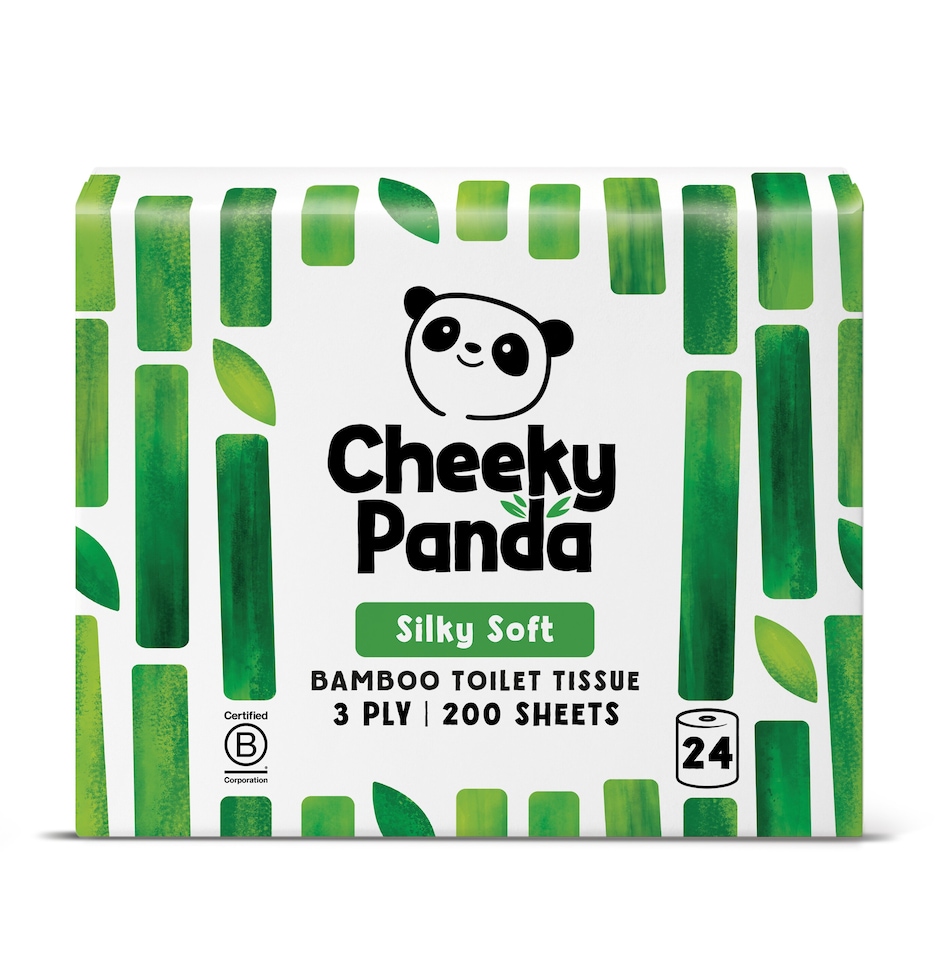 image 1 of Cheeky Panda Classic Bamboo Toilet Paper 24 rolls 200 sheet 3 ply sheets | White | 24 Rolls Unwrapped | 24
