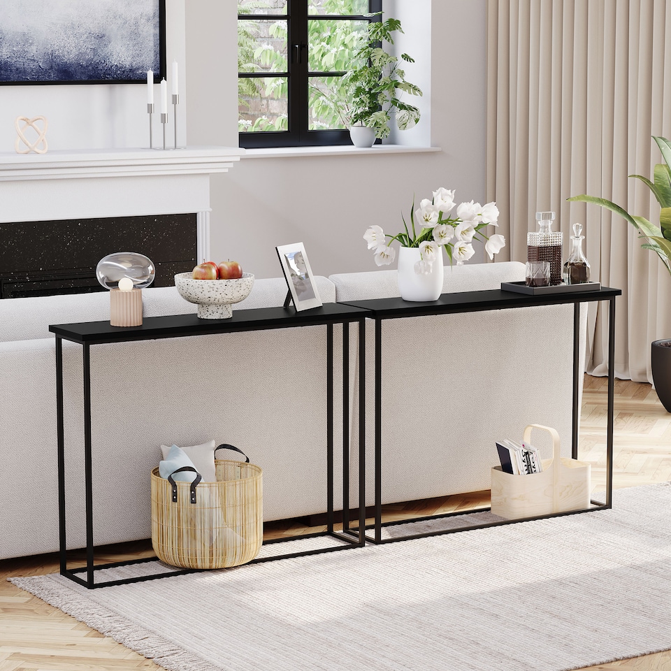 image 1 of Vida Designs Console Table With Metal Leg, Black | Black | Black