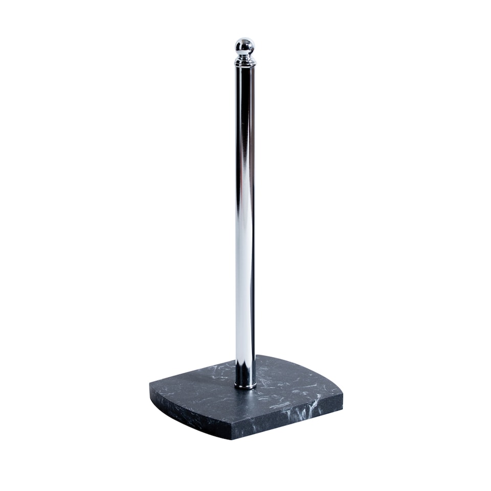 image 1 of Showerdrape Octavia Grey Marble & Chrome Spare Toilet Roll Holder | Grey | 1