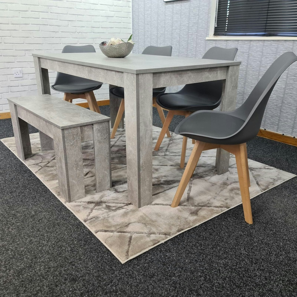 image 1 of Dining Table Set with 4 Chairs Dining Room and Kitchen table set of 4, and Bench Brown