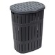 image 1 of 65L Plastic Bamboo Style Laundry Basket Storage Bin With Handles & Easy Open Lid | Black | Anthracite | 65 Litre