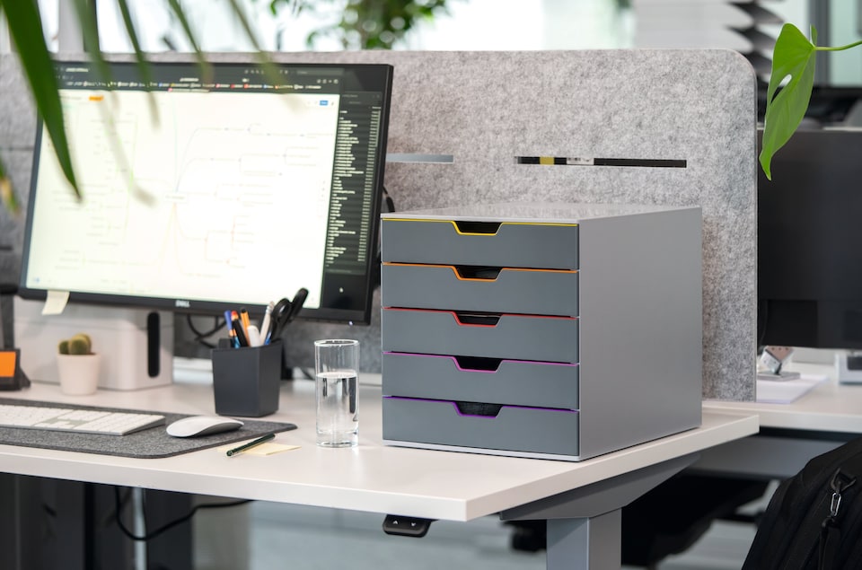 image 1 of Durable VARICOLOR Desktop Organiser 5 Drawer Colour Coded Modular Storage | A4+