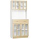 image 1 of HOMCOM 1.8m Kitchen Cupboard,Storage Cabinet, Framed Glass Doors with Shelves