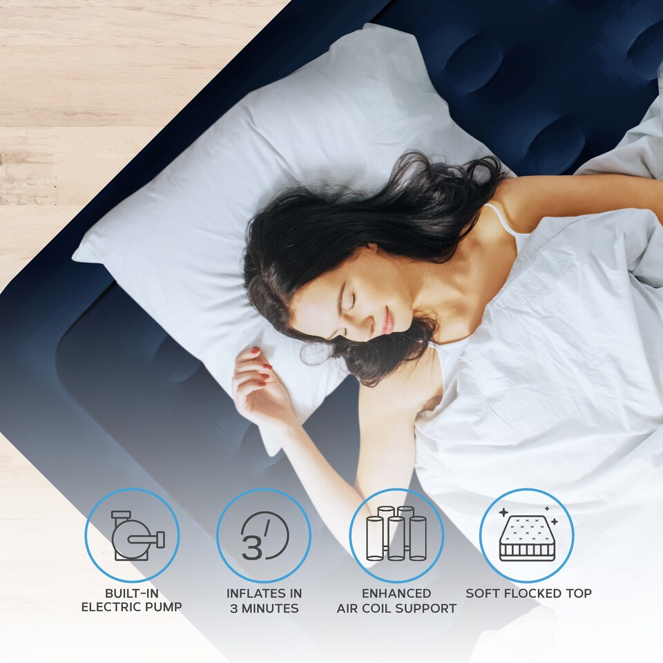 image 1 of Get Fit Air Bed With Built In Electric Pump - Premium King Size - Blow Up Bed With 2 X Free Pillows - Elevated Inflatable Air Mattress