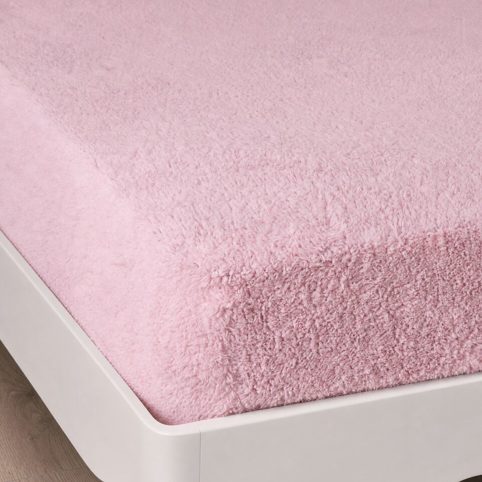 image 1 of OHS 25cm Deep Fitted Soft Teddy Fleece Thermal Warm Bed Sheet, King - Blush Pink