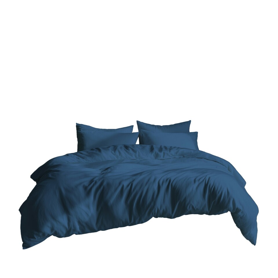 image 1 of Plain Dyed Easy Care Polycotton Duvet Cover And Pillowcase/s Set Bed Linen Blue | Blue | Mid Blue | Super King