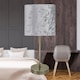 image 6 of Antique Brass Stick Table Lamp with Grey Crushed Velvet Shade
