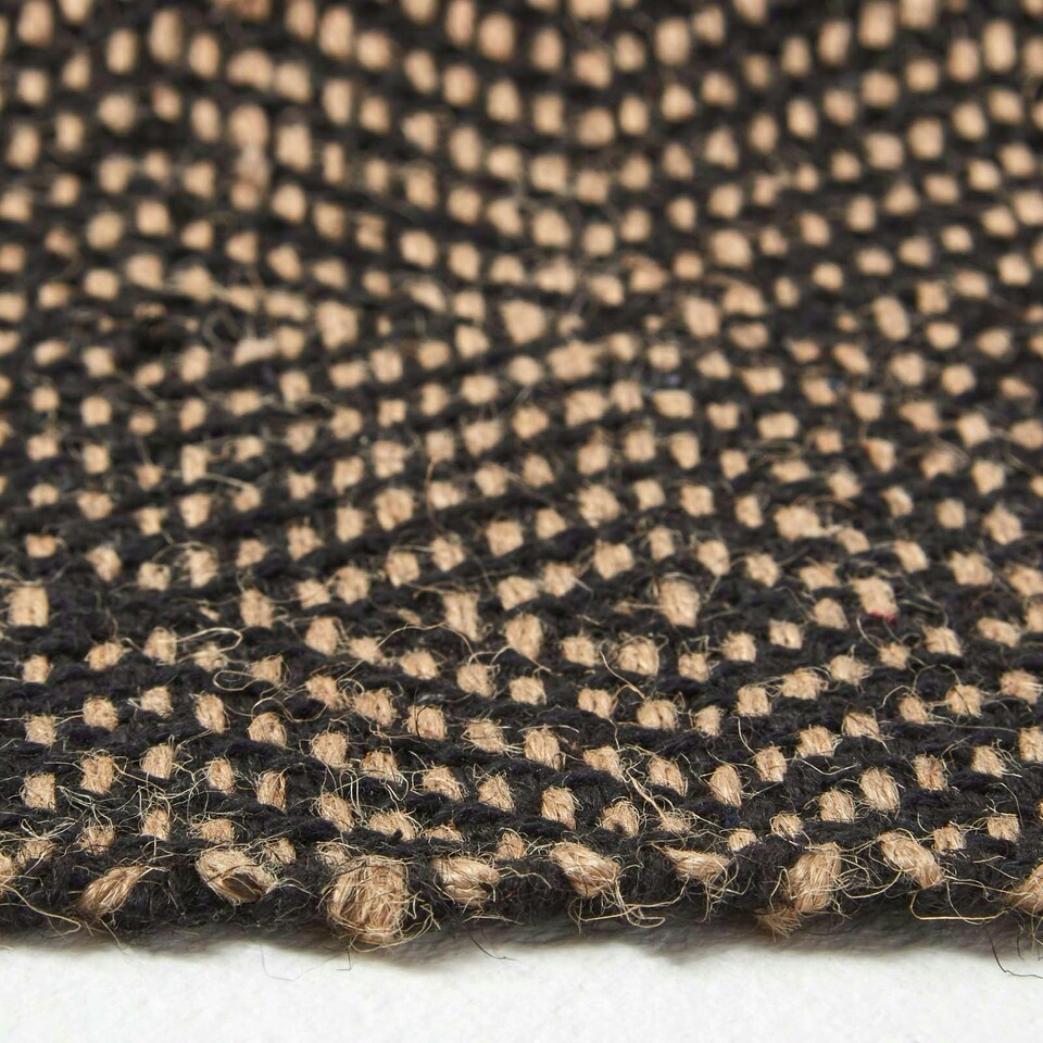 image 1 of Homescapes Black Geometric Jute Rug - 120 x 180 cm