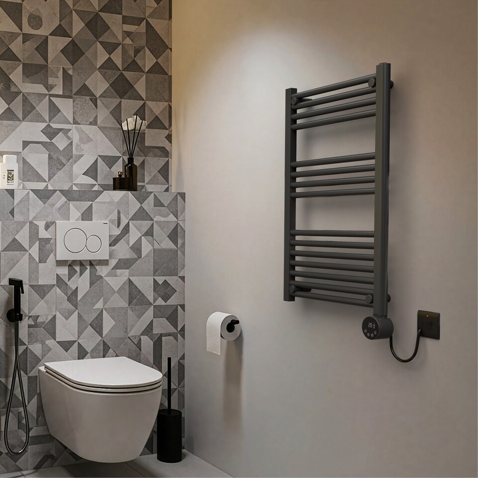 image 1 of Masterplug SmartEnergy Heated Towel Rail Radiator, Wi-Fi, 500W, Grey