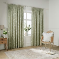 Wylder Bella Floral Sage Pencil Pleat Curtains 229 x 229cm Green | Sage Green