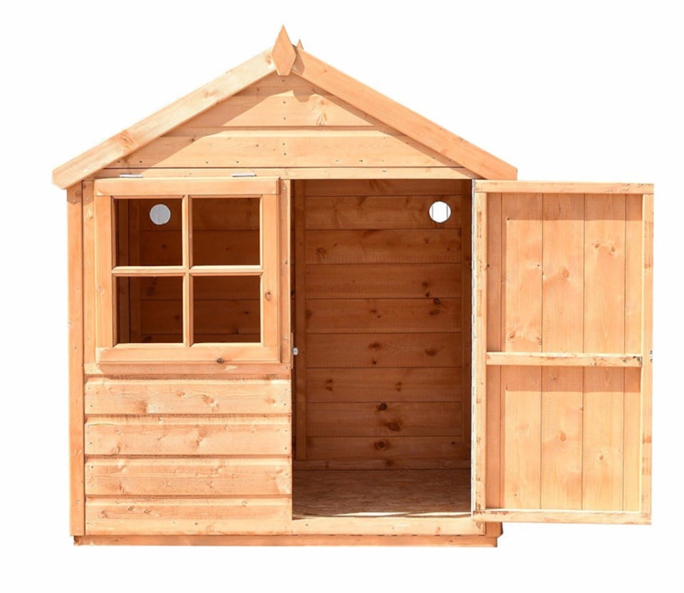 image 1 of Playhut 4 x 4 Feet Single Door with One Opening Window Playhouse | Brown