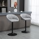 image 2 of HOMCOM Modern Bar Stools Set of 2, Height Adjustable Swivel Barstools, PU Leather Upholstered Bar Chair with Backrest, Armrests and Footrest for Breakfast Bar, Counter, Kitchen, Light Grey