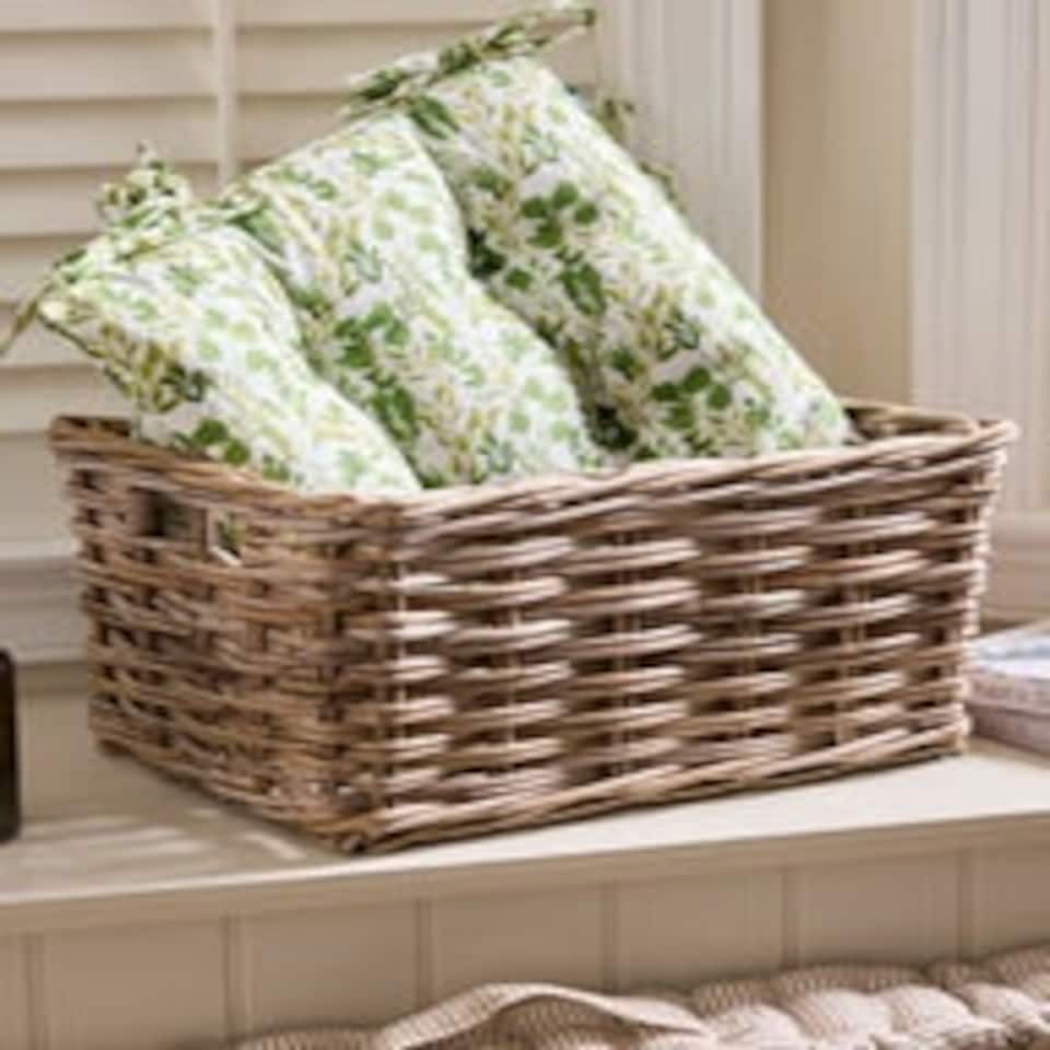image 1 of Large Grey Rattan Storage Basket Grey