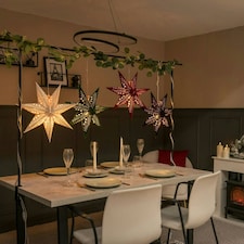 ValueLights Plug In Christmas 45cm Xmas Red Velvet Paper Star with LED Bulb