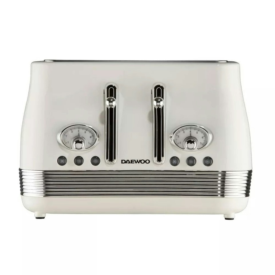 image 1 of Daewoo Denver Retro Matching Kettle and Toaster Set 1.5 Litre Rapid Boil 4 Slice Cream | Buttermilk | 4-slice