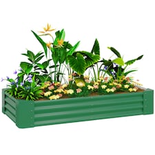 Outsunny Galvanised Raised Garden Bed, 180x90x30cm Raised Planter, Green 