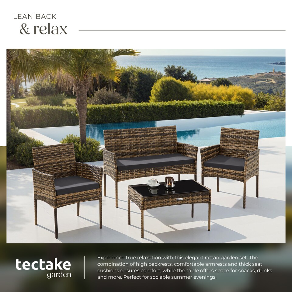 image 1 of Rattan Garden Furniture Palese - for 4 people, weather resistant | Cream | nature | 57 x 104 x 79 cm | 1