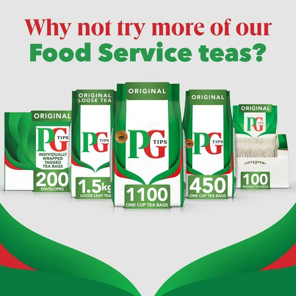image 1 of PG Tips Original | Black Tea Bags Bulk | One Cup | Refreshing & Flavourful | Ideal For Office Catering | 1100 Plant Based Biodegradable Square Teabags