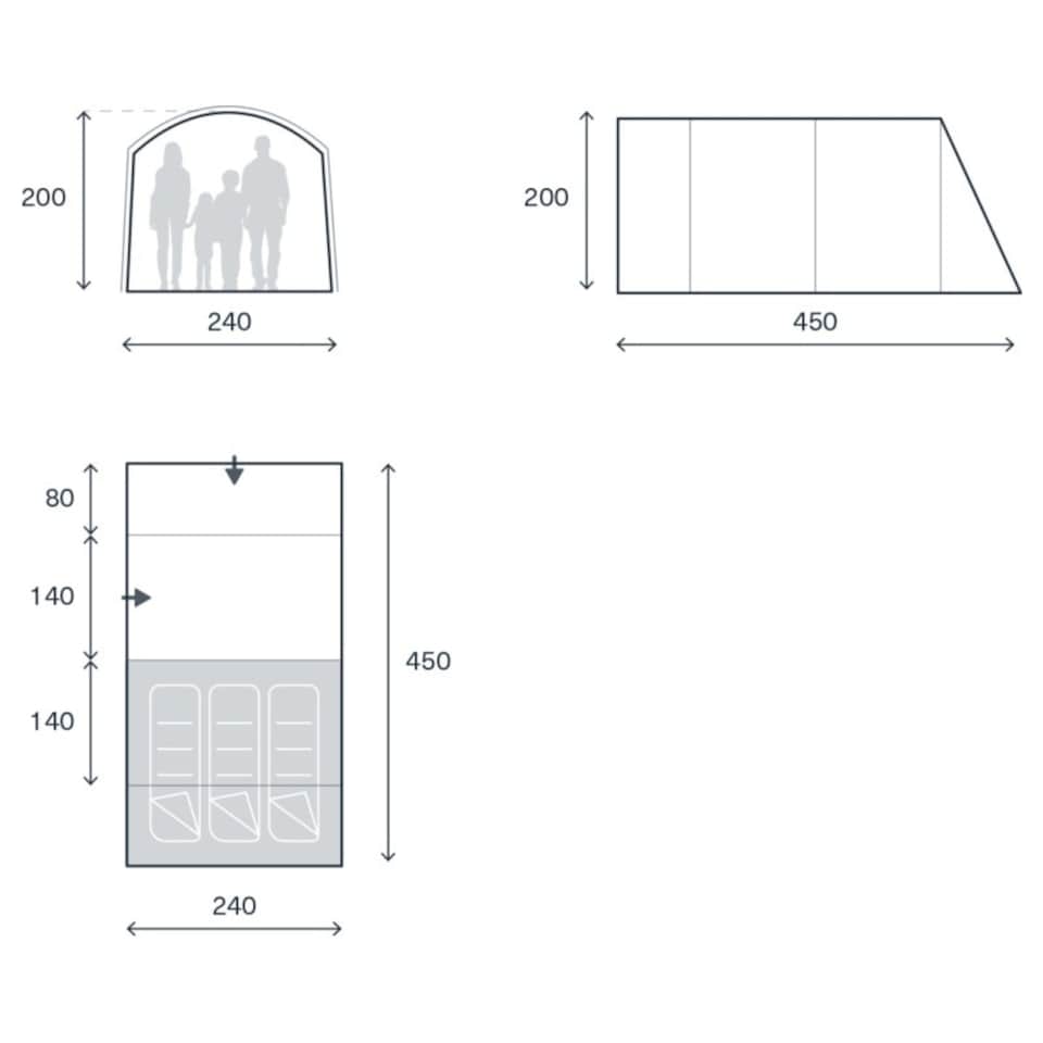 image 1 of Kampa Dawlish 3-Person Tunnel Tent
