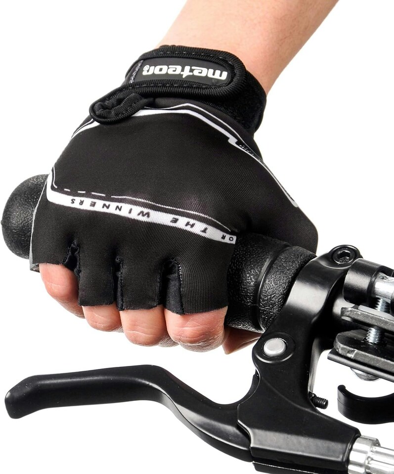 image 1 of Meteor Kids Bike Gloves – Breathable, Non-Slip, Padded for Comfort & Safety | Black | Racing Black | S