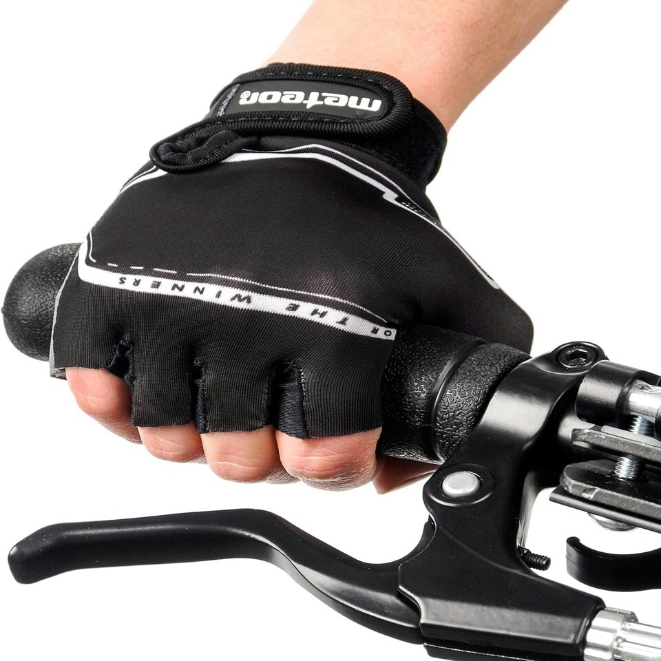 image 1 of Meteor Kids Bike Gloves – Breathable, Non-Slip, Padded for Comfort & Safety Black | Racing Black | JR S