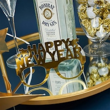 Gold 'Happy New Year' Paper Glasses - Pack of 10