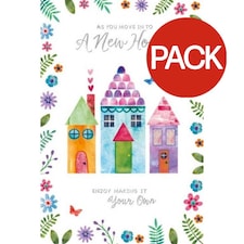 Simon Elvin New Home Floral Greetings Card (Pack of 6) - White/Multicoloured - One Size