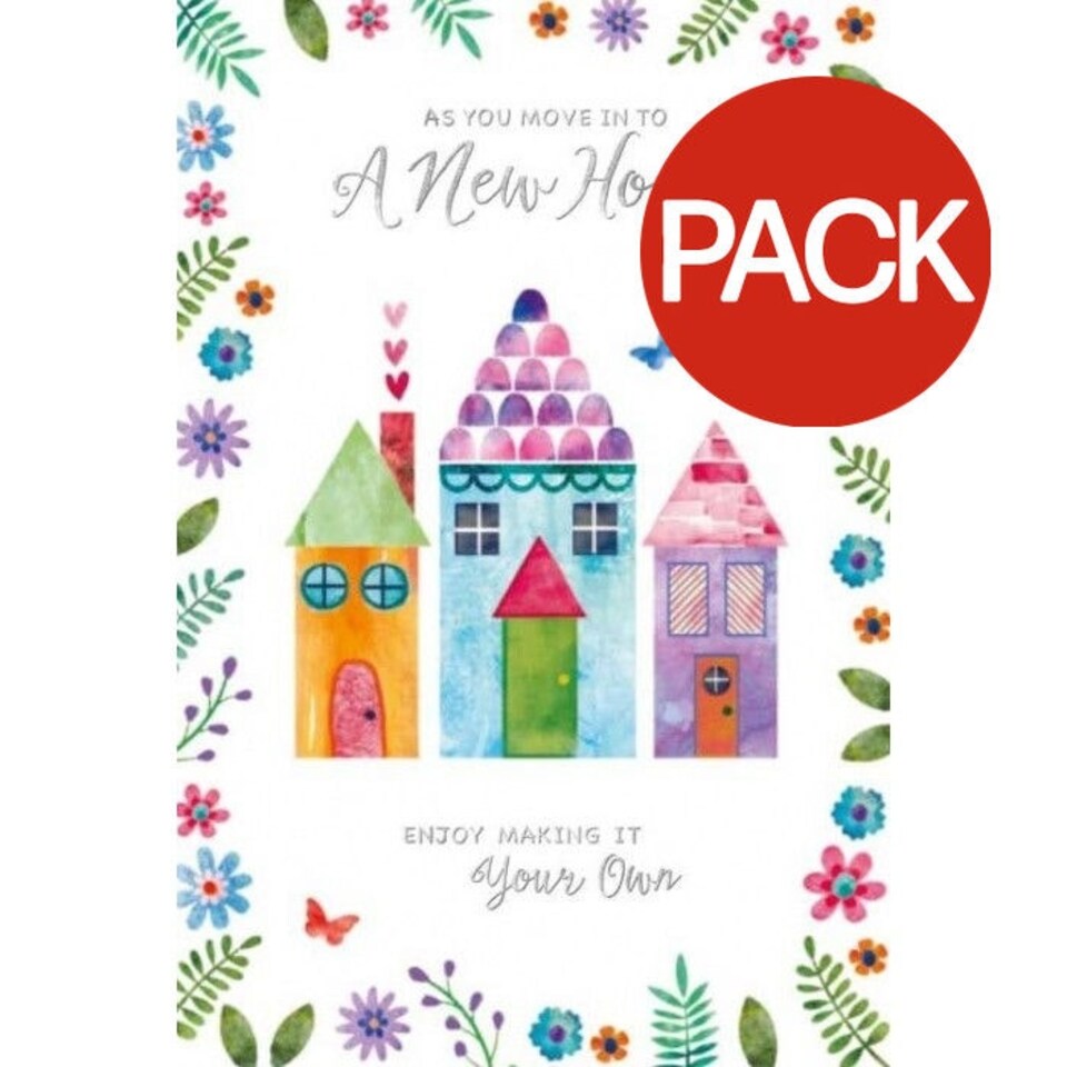 Simon Elvin New Home Floral Greetings Card (Pack of 6) - White/Multicoloured - One Size