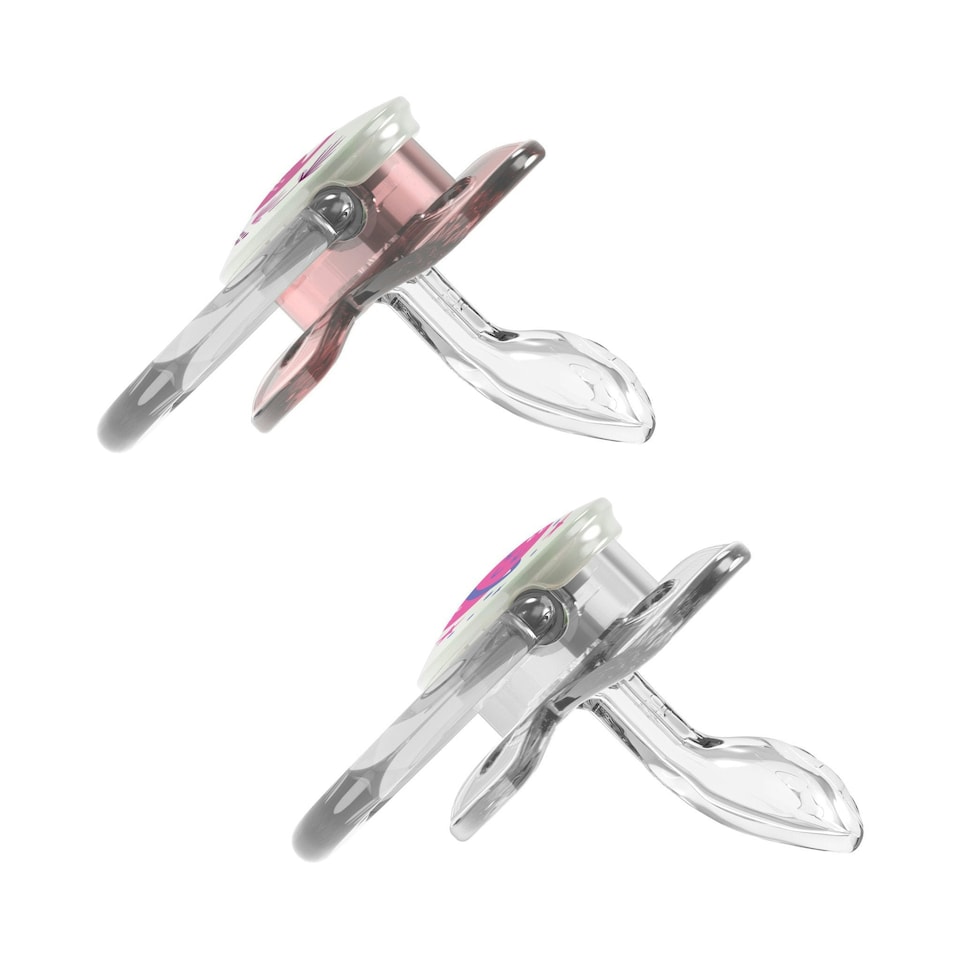 image 1 of Dr. Brown’s PreVent Glow in the Dark Butterfly Soother Stage 2 Twin Pack Pink