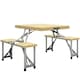 image 1 of Outsunny Folding Camping Table and Chairs with Umbrella Hole, Aluminium Frame
