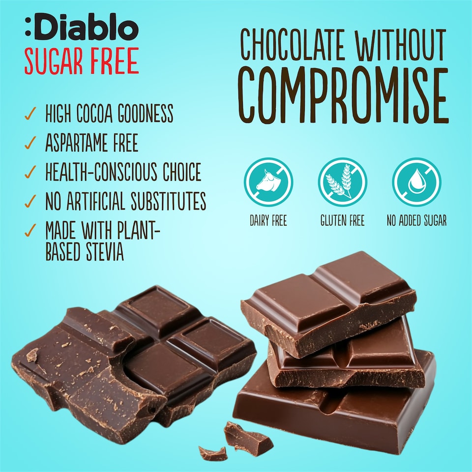 image 1 of Diablo No Added Sugar Dark Chocolate Bar 85g