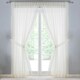 image 1 of Pair of Windsor Cream Macrame Trim Reversible Voile Panels 122 cm (48 inch) Rod Pocket Panels for Bedroom and Living Room with Matching Tie Backs