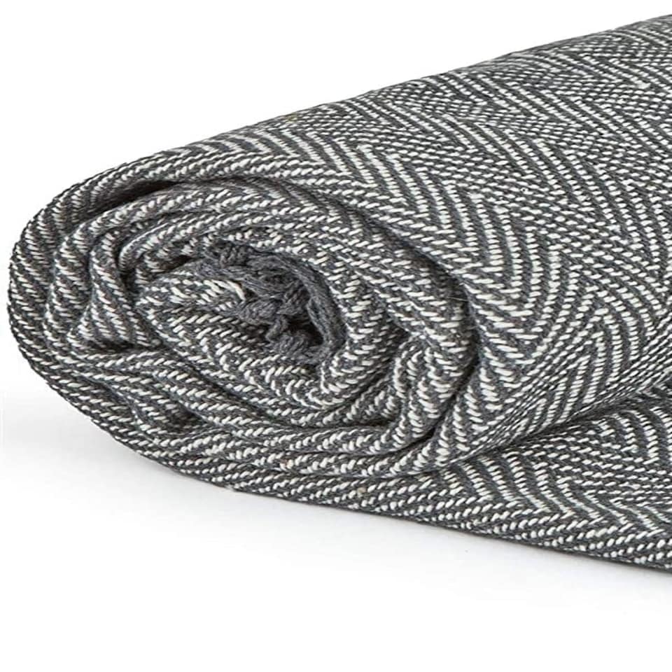 image 1 of Herringbone Throw 90 X 100" - Silver