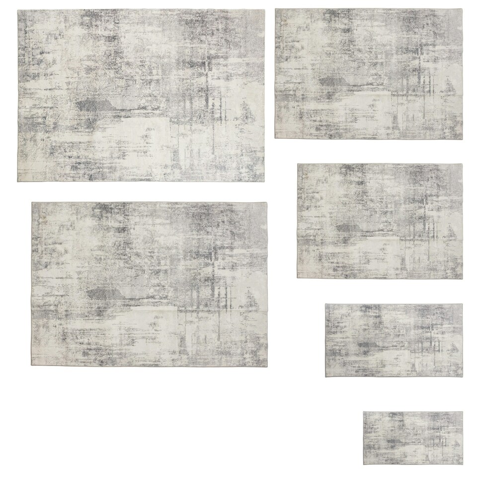 image 1 of Washable Rug Nadira - different sizes, abstract pattern, synthetic wool and felt, non-slip Cream | Beige/Grey | 150 x 80 cm
