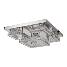 LED Ceiling Light Modern Luxury Crystal Rectangular Flush Mount Silver 55 cm